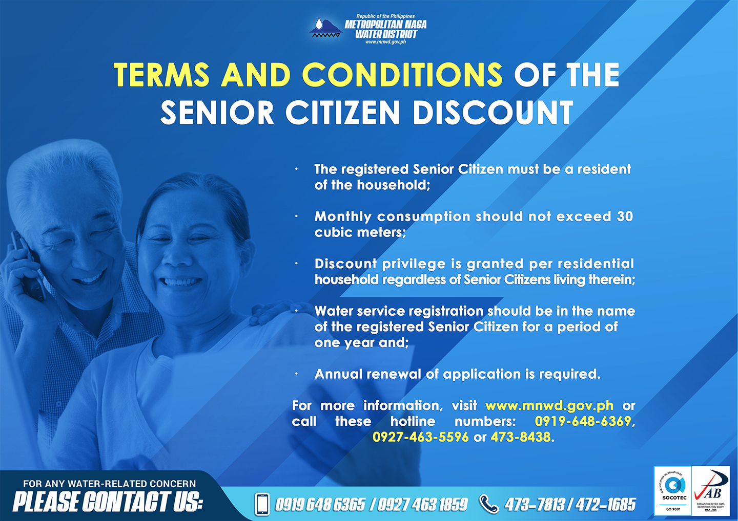 Senior Citizens' Discount | Metropolitan Naga Water District